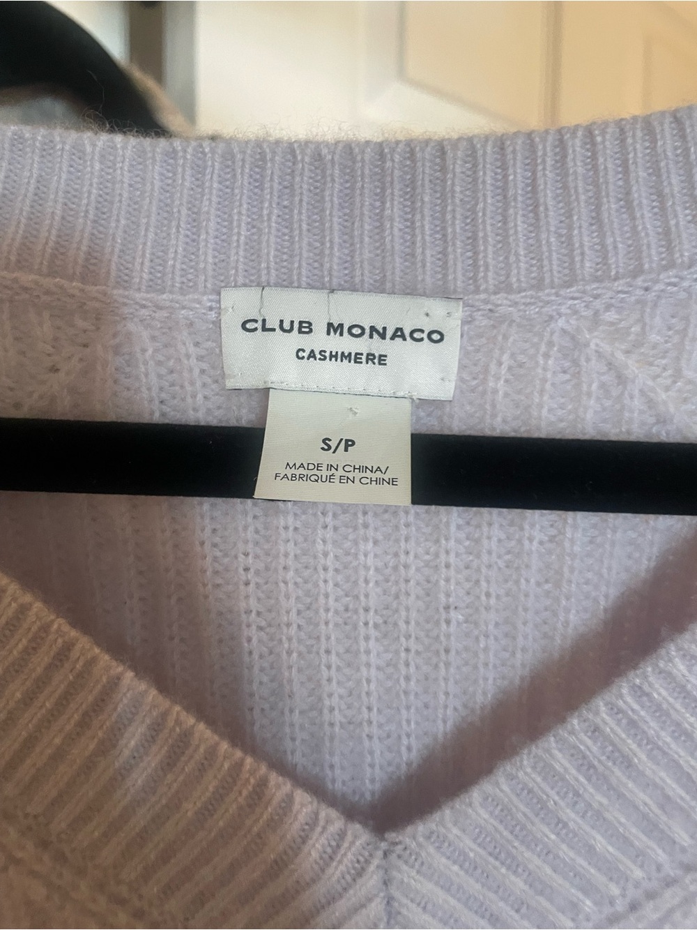 Club Monaco Men's Cashmere V-Neck Sweater in Pale Lavender
